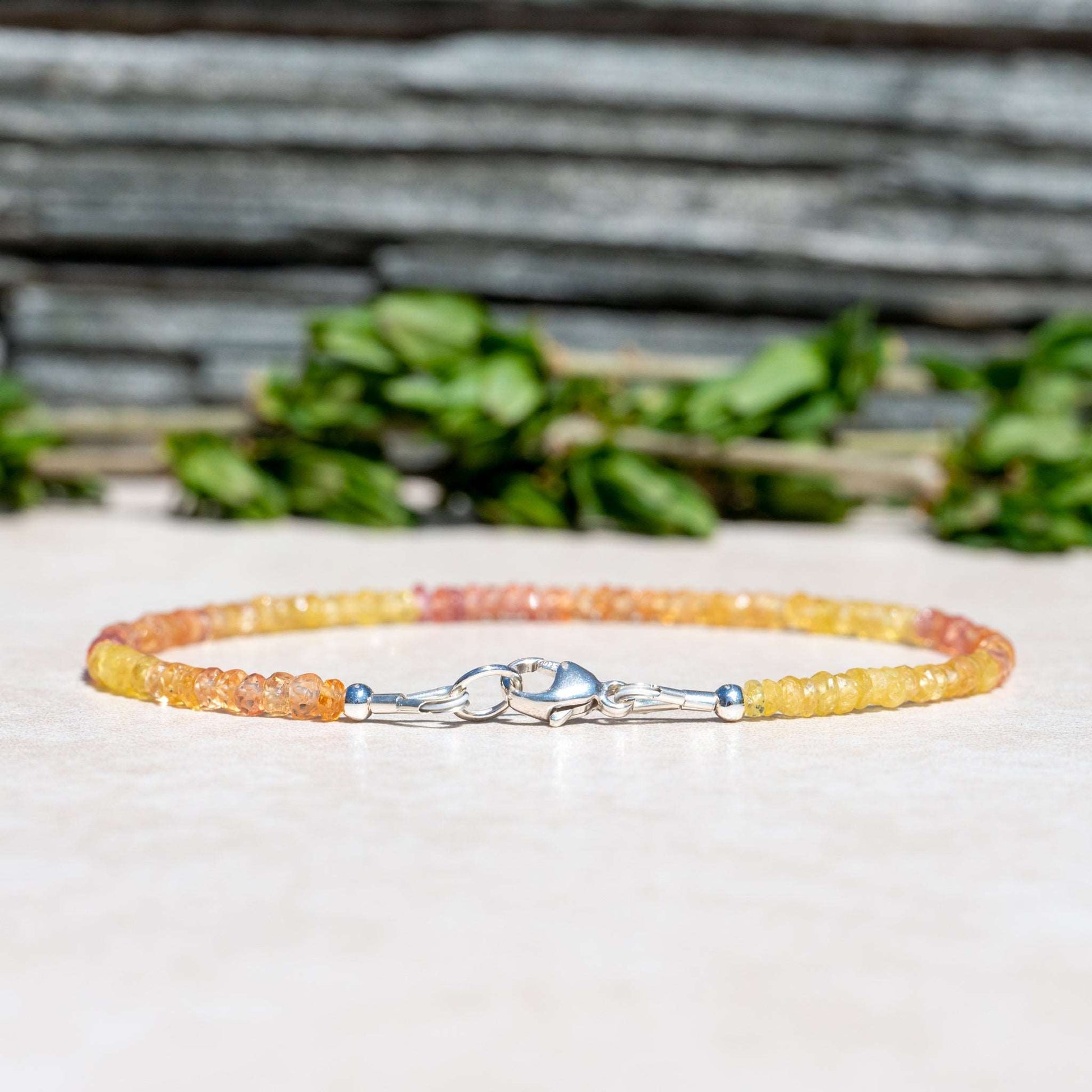 Handmade Natural Songea Sapphire Delicate Beaded Bracelet for Women