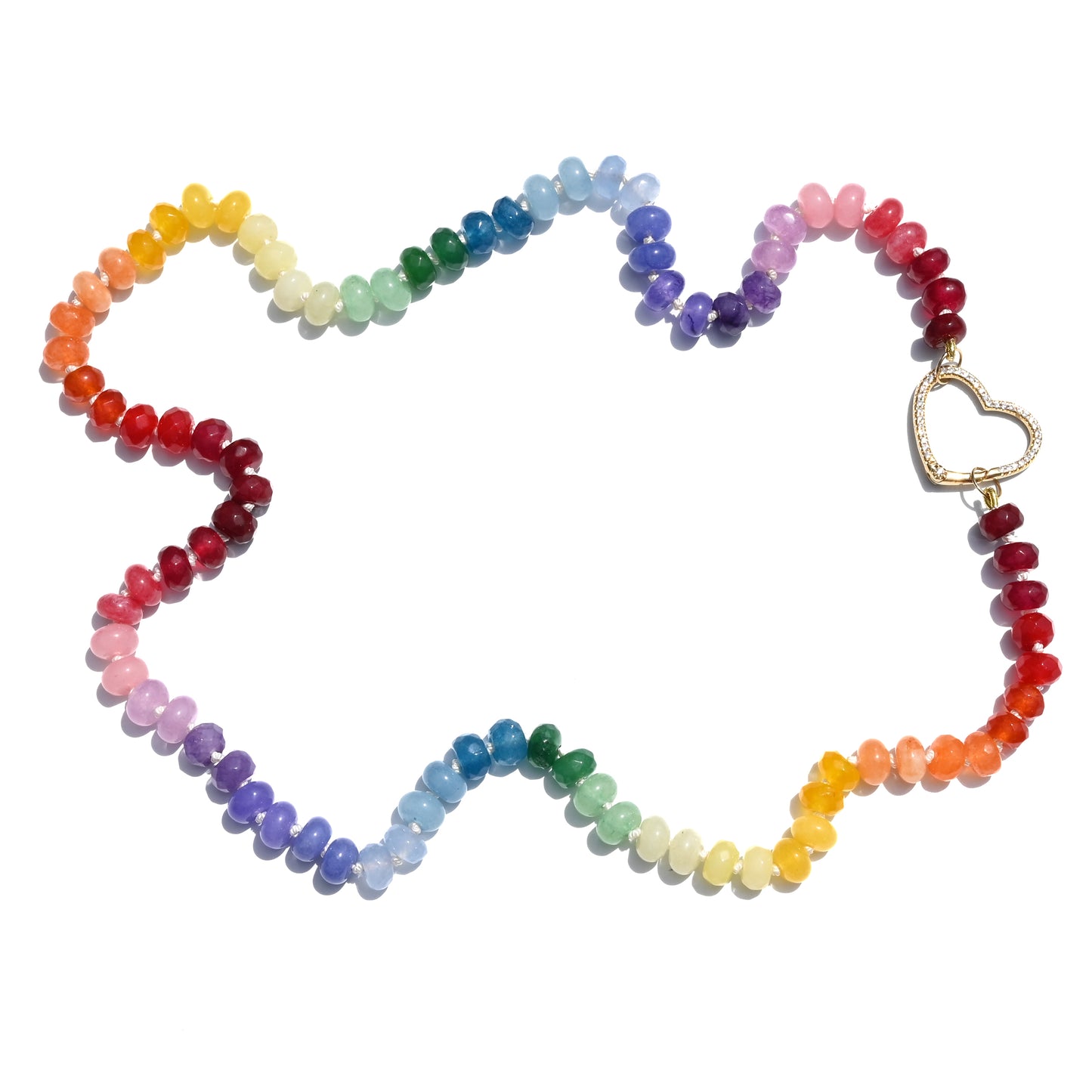 Ombre Rainbow Hand Knotted Gemstone Necklace