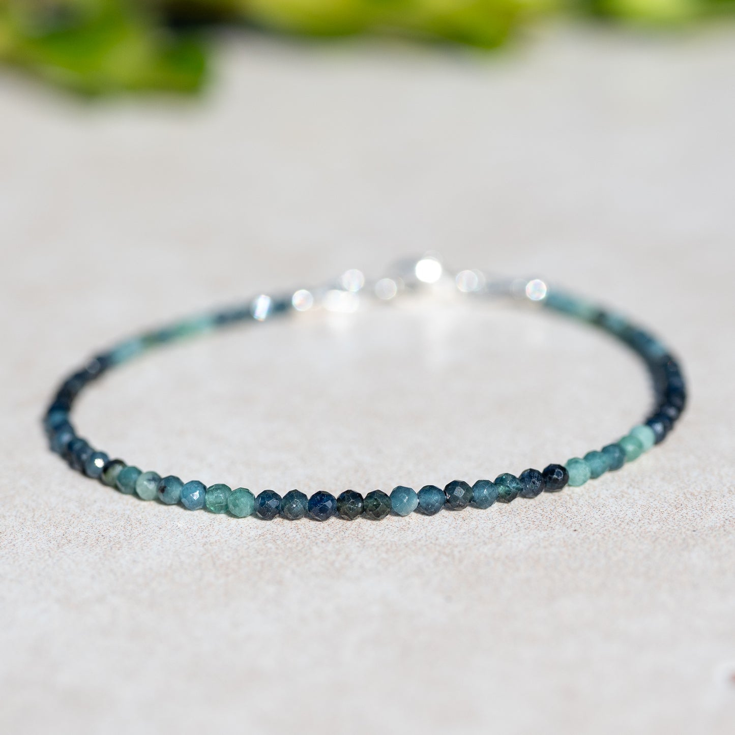Shaded blue tourmaline beaded bracelet