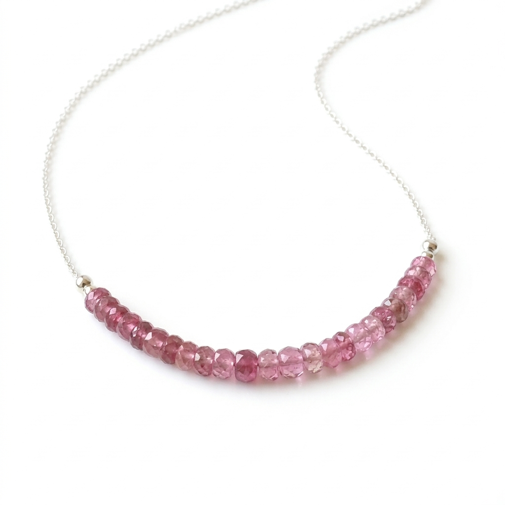 Pink Tourmaline & Sterling Silver Necklace