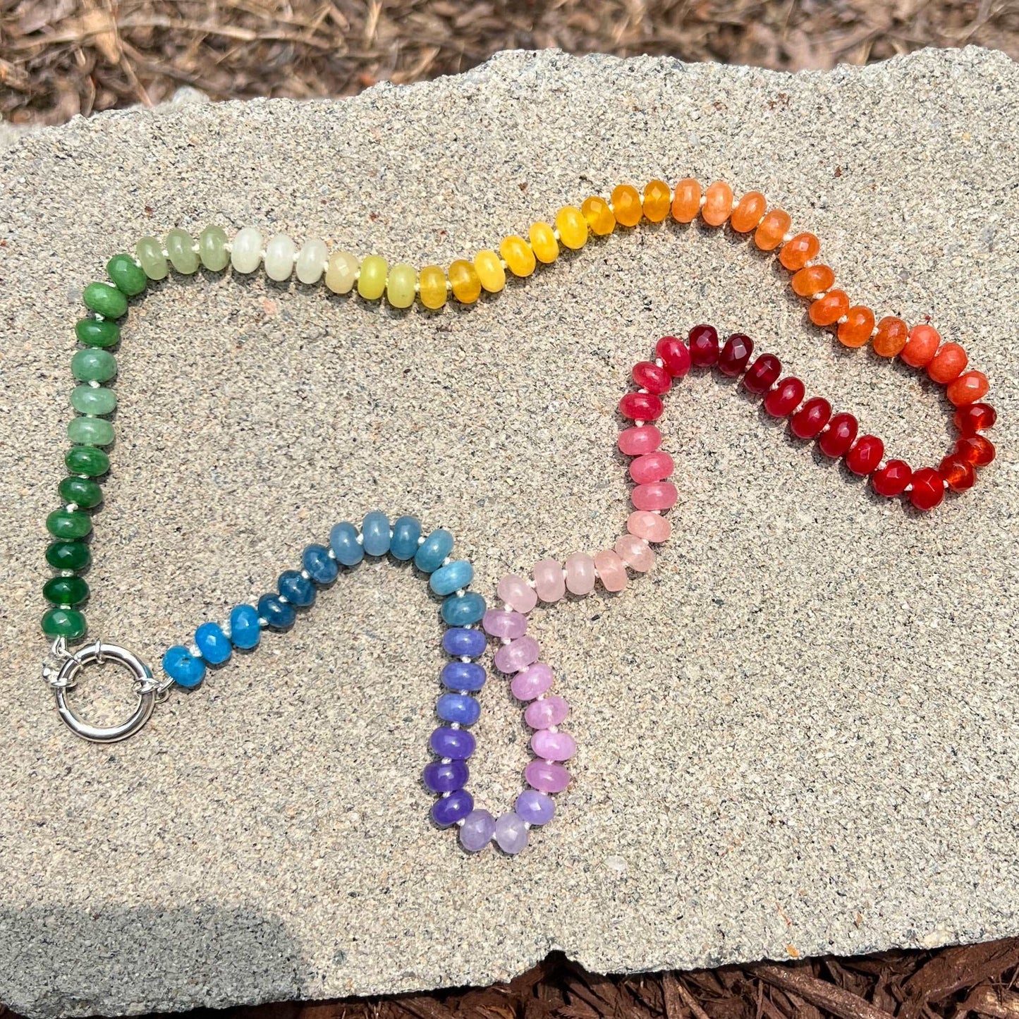 Hand Knotted Rainbow Necklace Gay Pride LGBTQ Blue Green #2