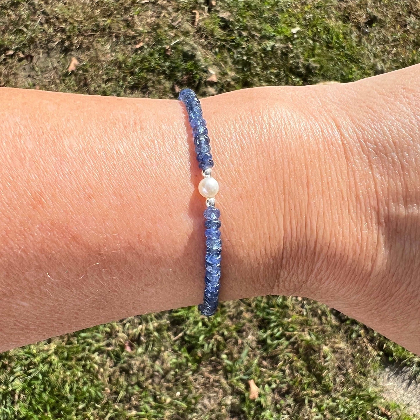 Natural Burma Blue Sapphire & Pearl Bracelet