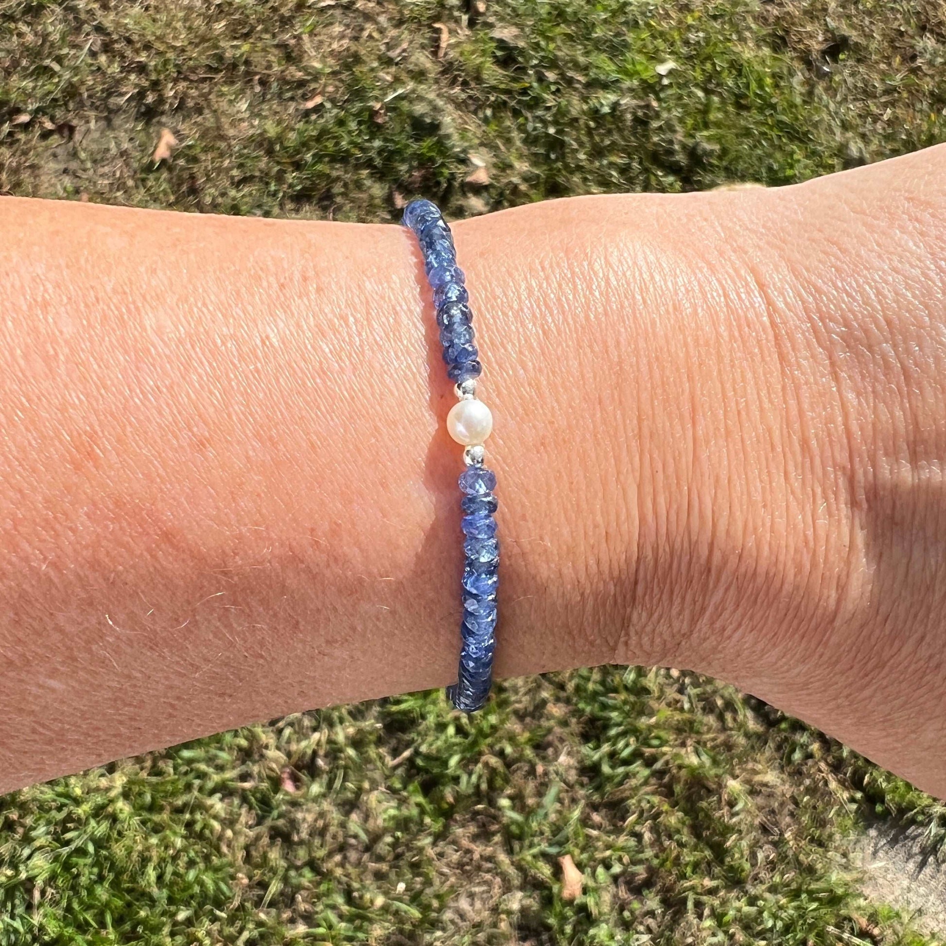 Natural Burma Blue Sapphire & Pearl Bracelet