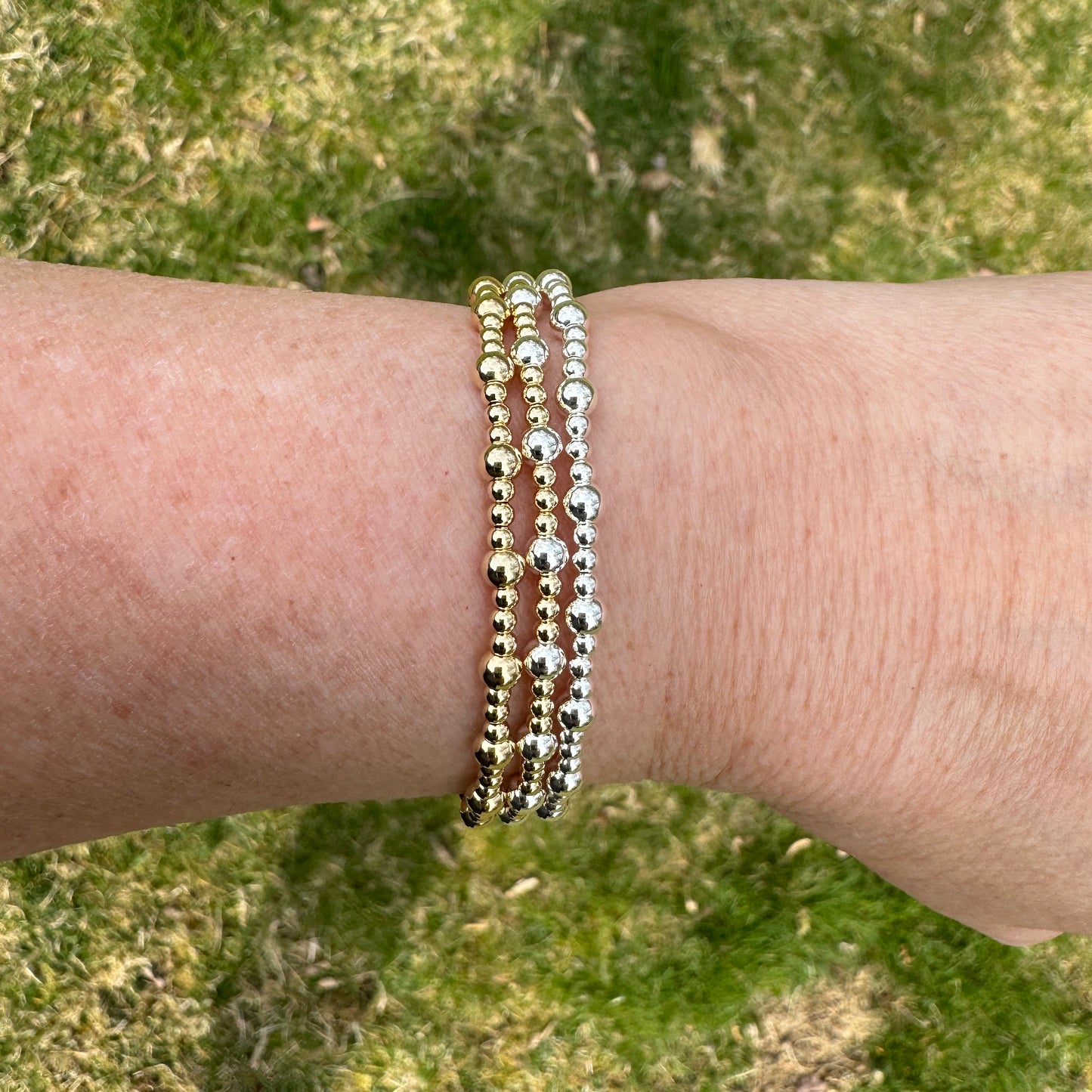The Everyday Bracelet Gold and Sterling Silver Round Beaded Bracelet