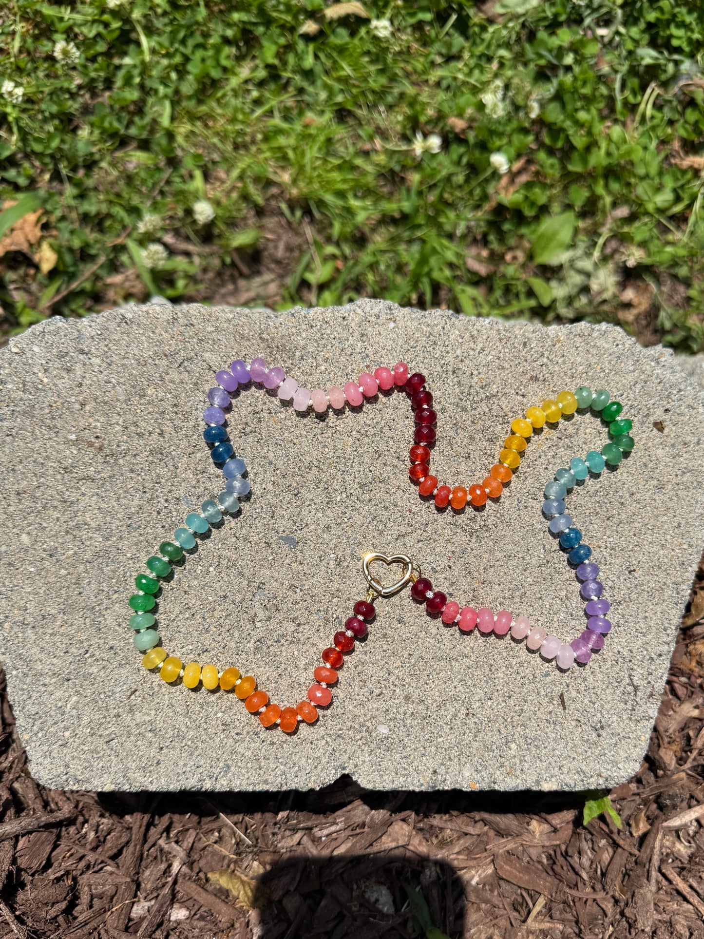 Hand Knotted Ombre Rainbow Necklace