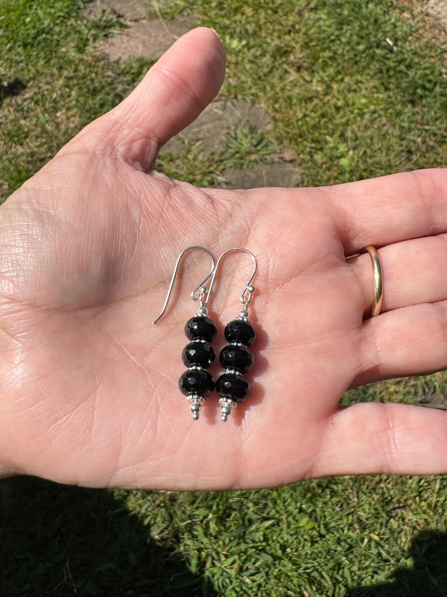 Black Spinel and Sterling Silver Earrings