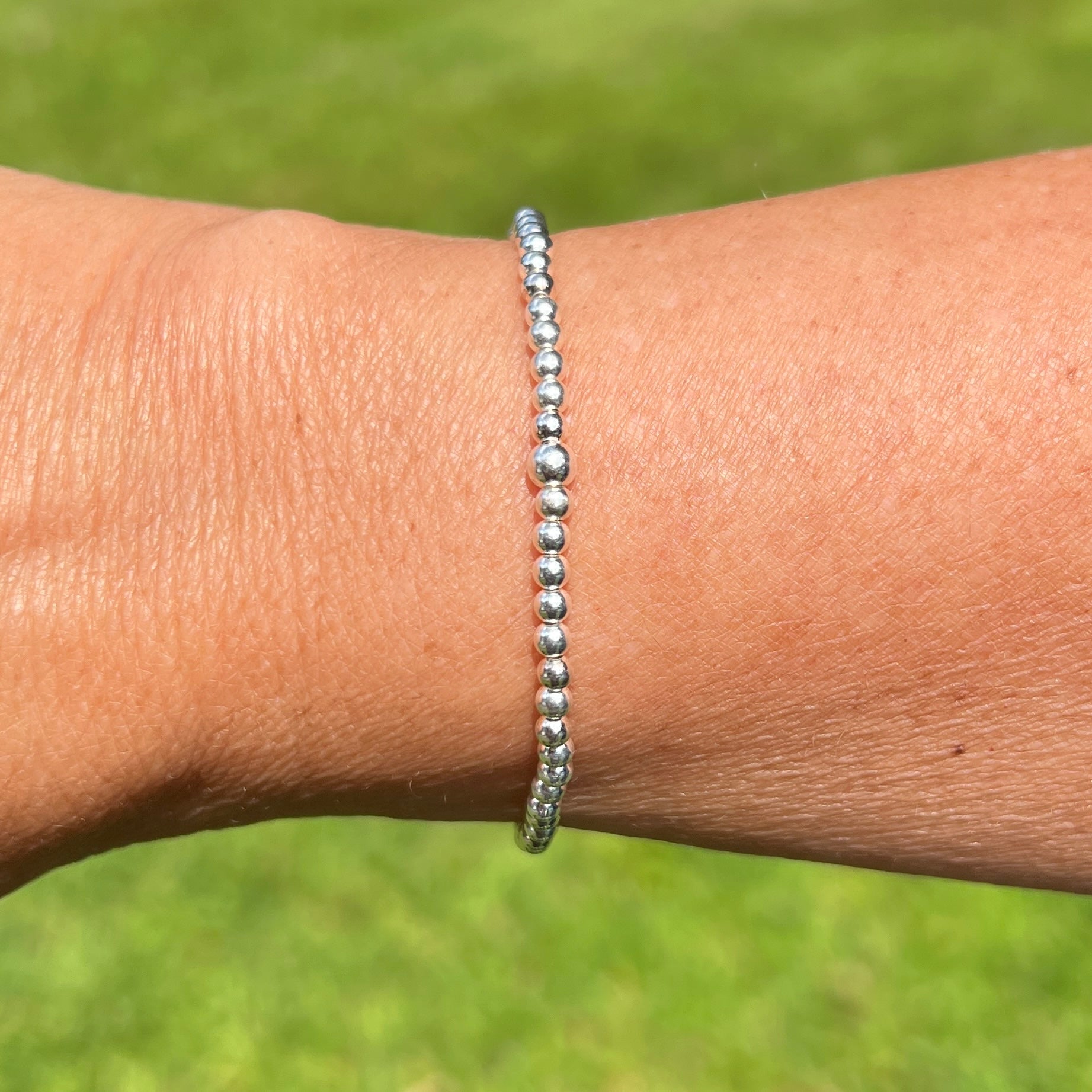 Sterling Silver Round Beaded Bracelet