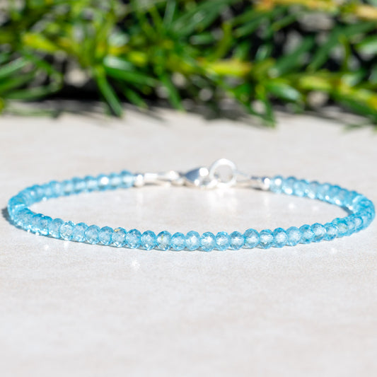 Blue Topaz Gemstone Beaded Bracelet