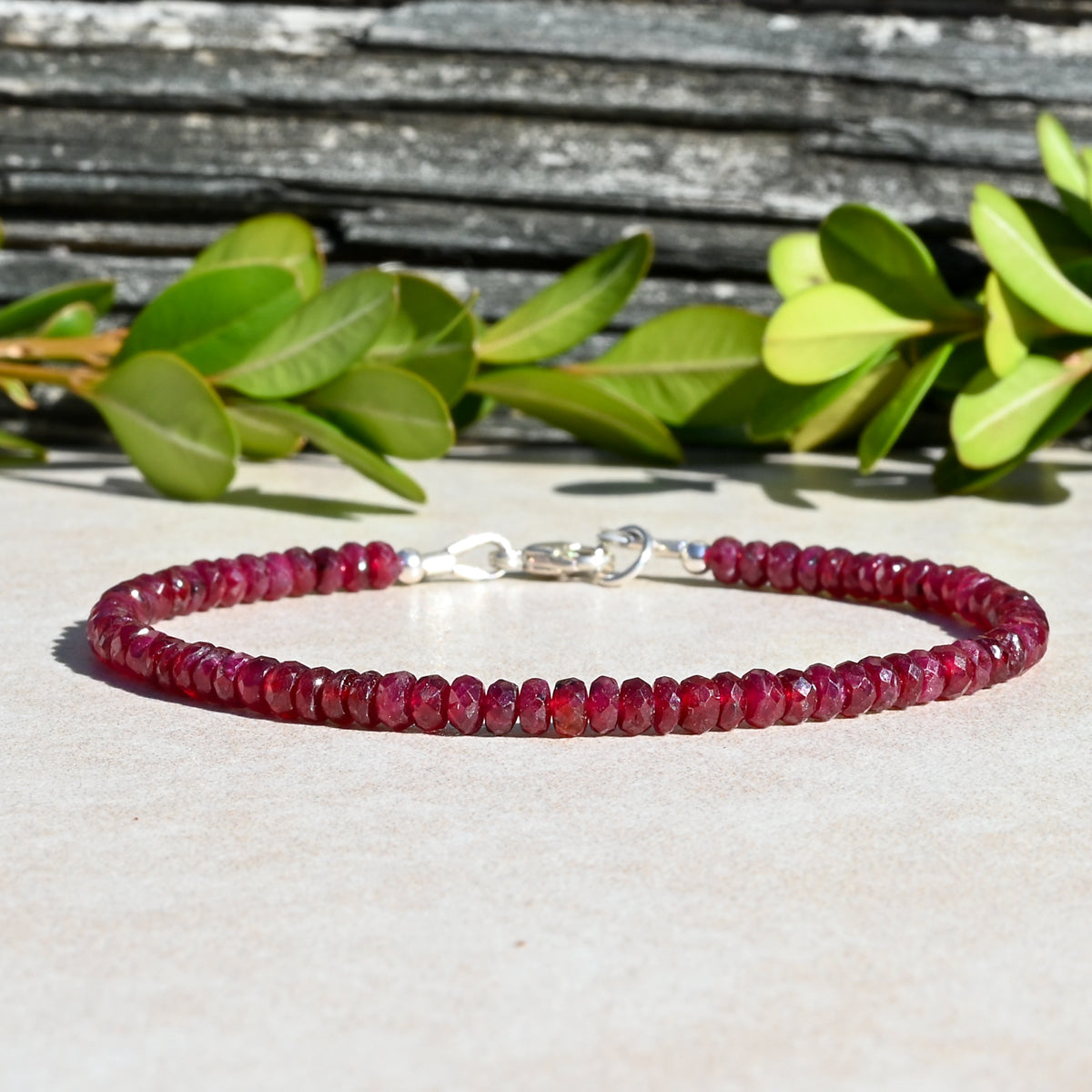 July Birthstone Red Ruby Gemstone Bracelet