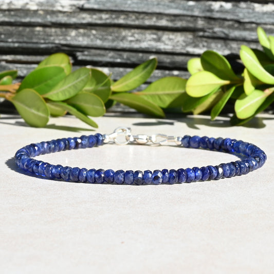 September Birthstone Sapphire Beaded Bracelet