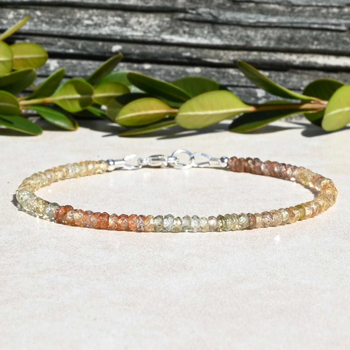 Natural Zircon Beaded Bracelet December Birthstone Gift for Women