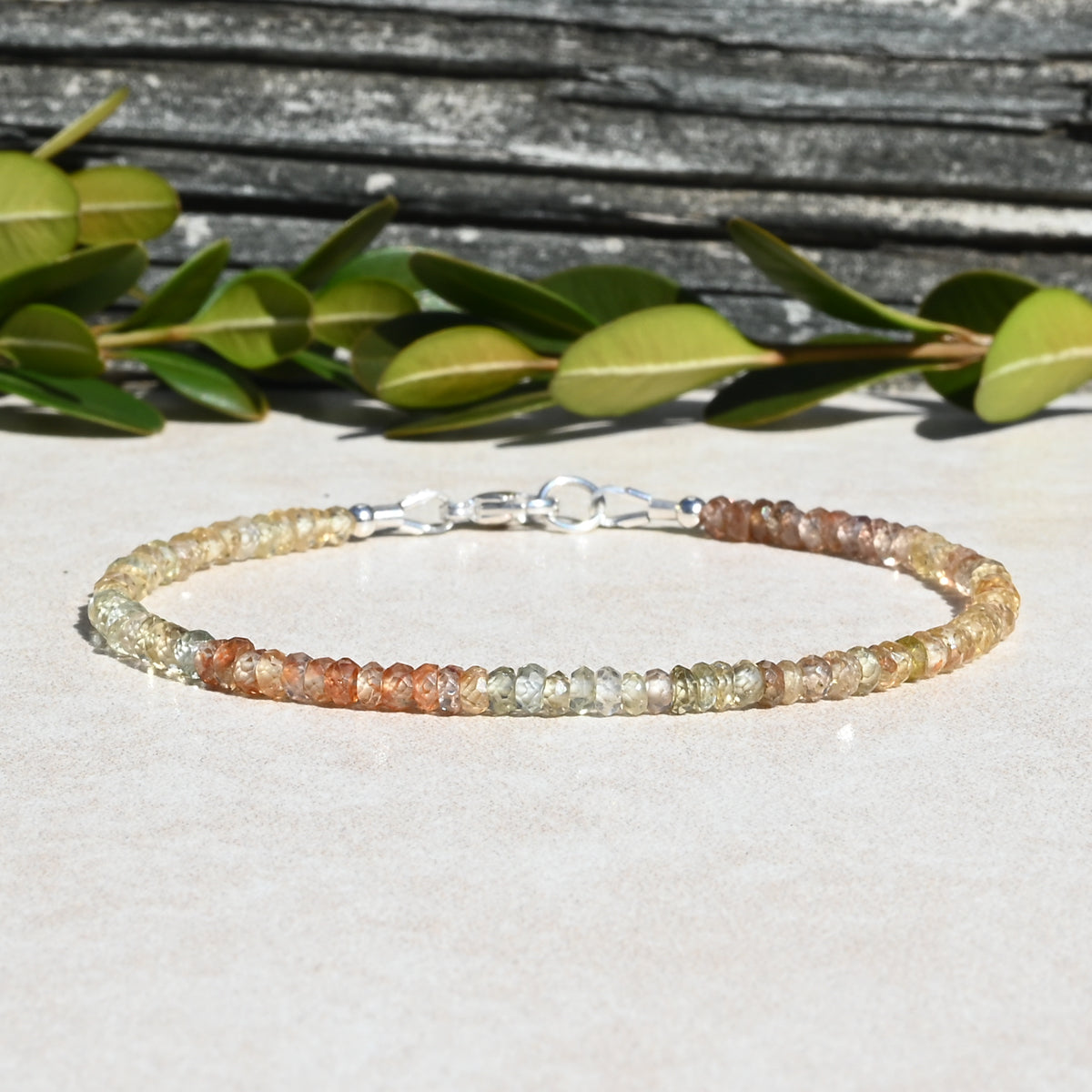 Natural Zircon Beaded Bracelet December Birthstone Gift for Women