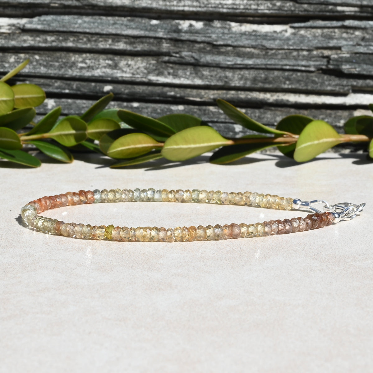 Natural Zircon Beaded Bracelet December Birthstone Gift for Women