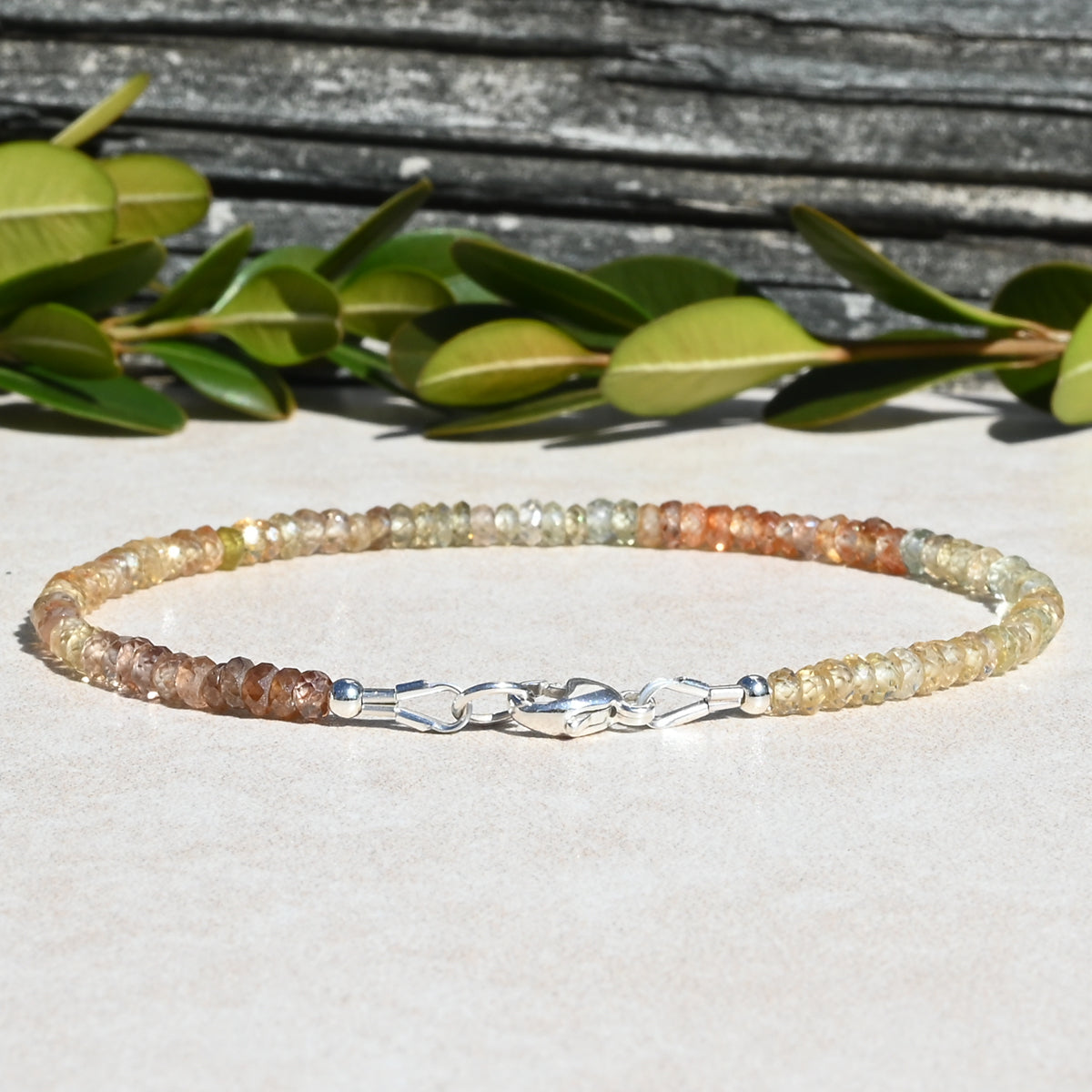 Natural Zircon Beaded Bracelet December Birthstone Gift for Women