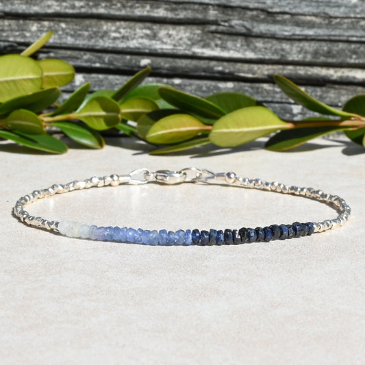 Blue Shaded Sapphire Gemstone Bracelet