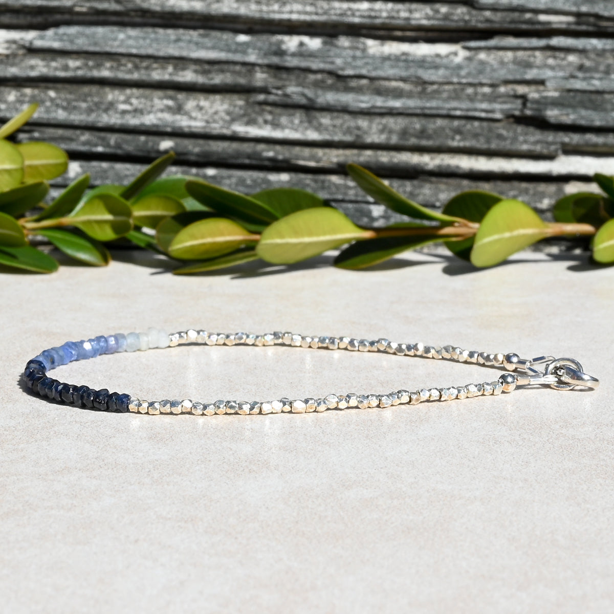 Blue Shaded Sapphire Gemstone Bracelet