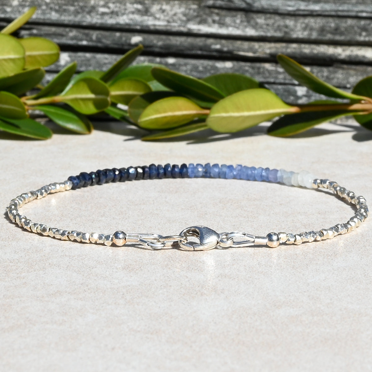 Blue Shaded Sapphire Gemstone Bracelet