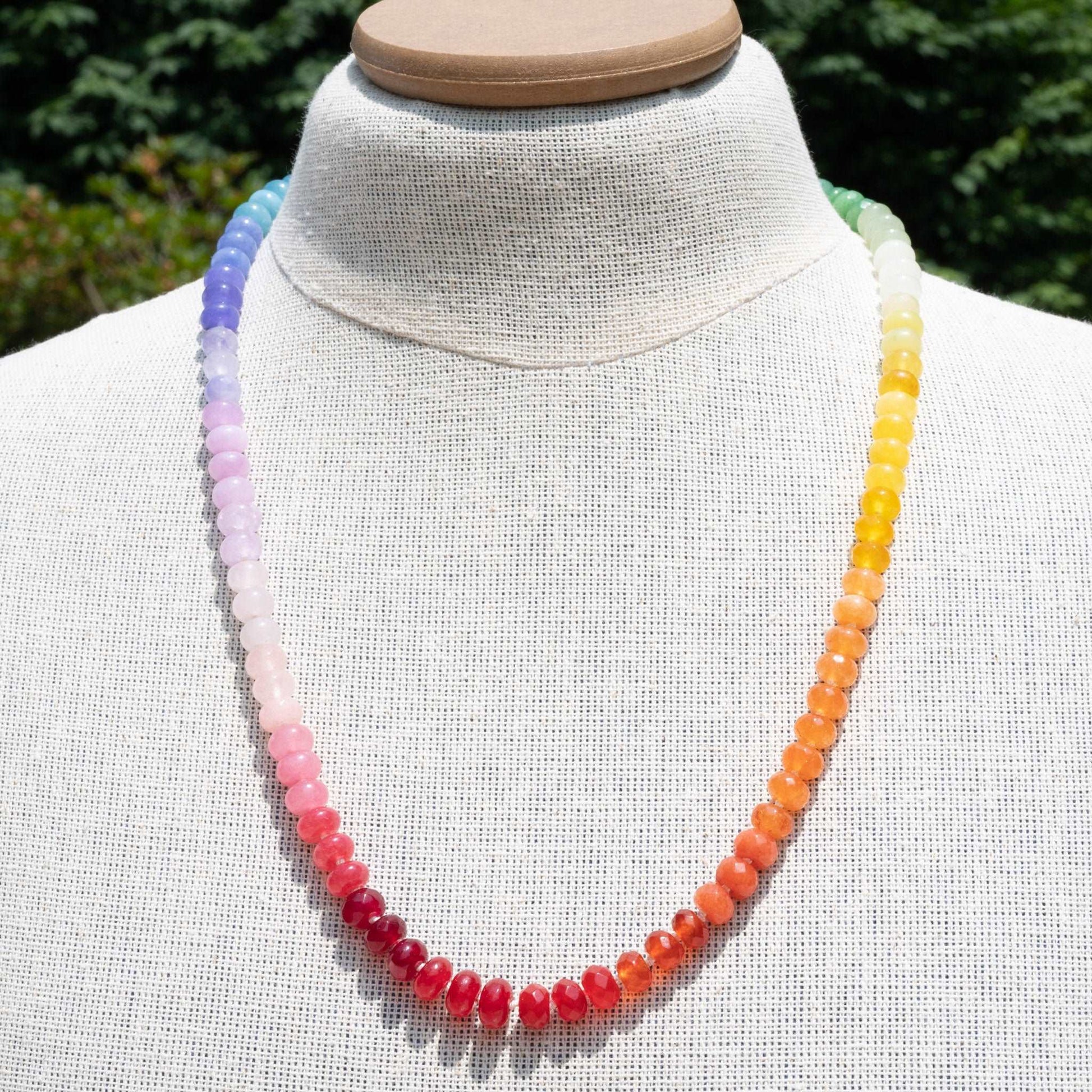 Hand Knotted Rainbow Necklace Gay Pride LGBTQ   Blue Green #2