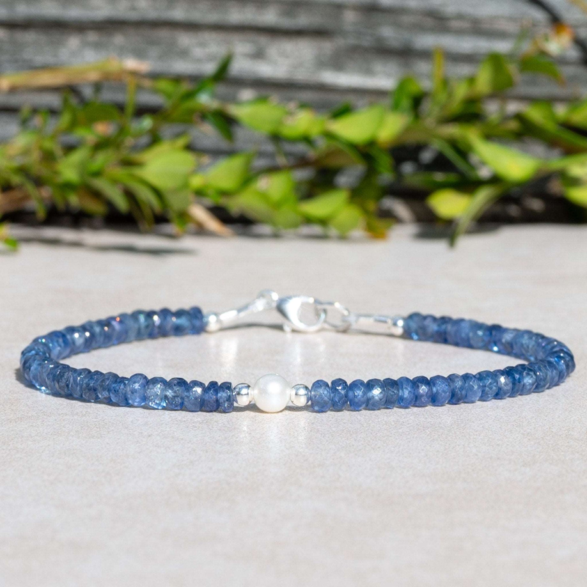 Natural Blue Sapphire & Pearl Bracelet