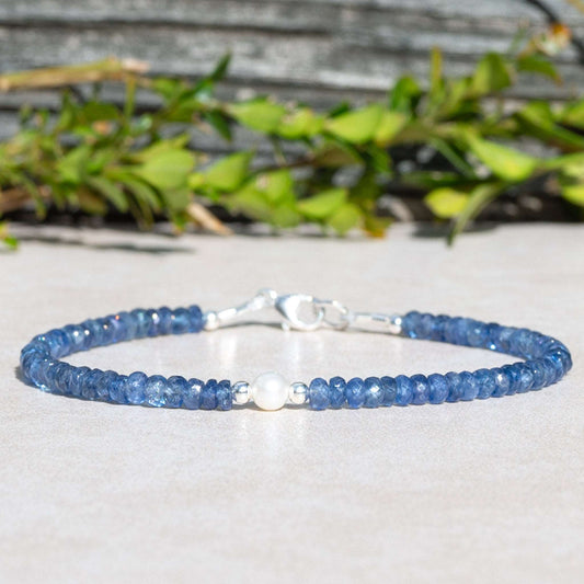 Natural Burma Blue Sapphire & Pearl Bracelet