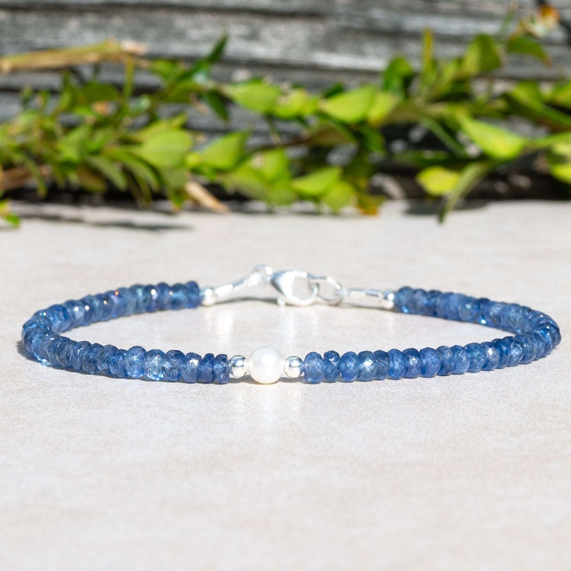 Natural Burma Blue Sapphire & Pearl Bracelet