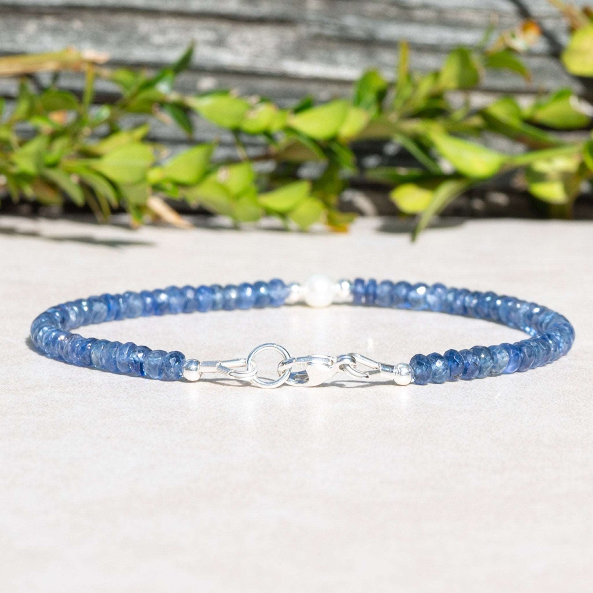 Natural Burma Blue Sapphire & Pearl Bracelet