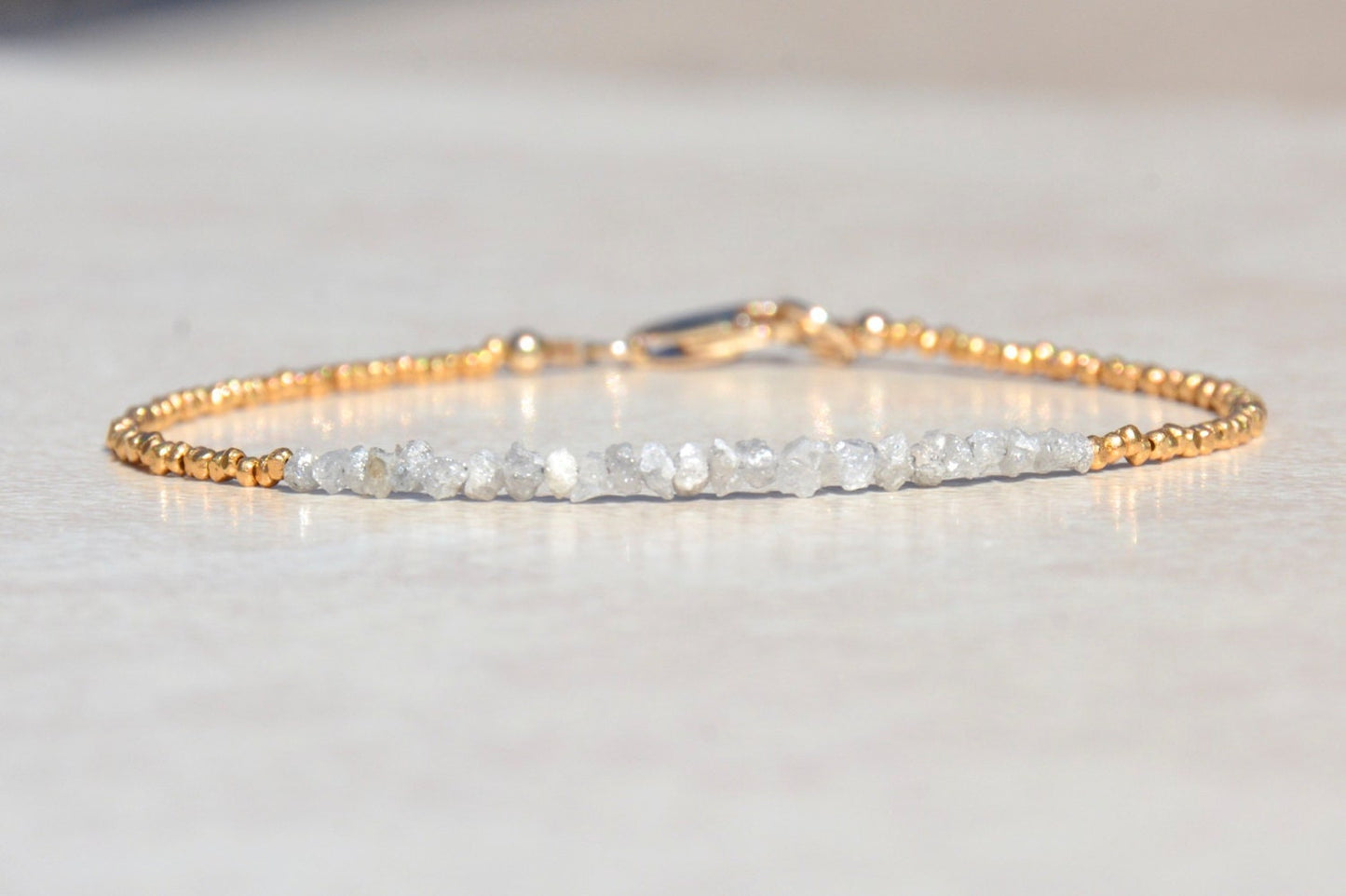 Raw Diamond Bracelet with Gold