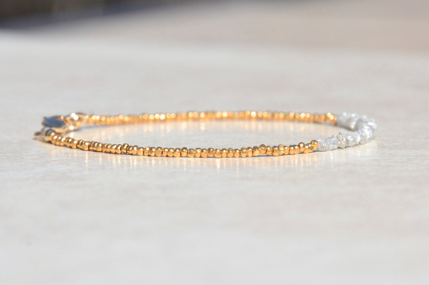 Raw Diamond Bracelet with Gold