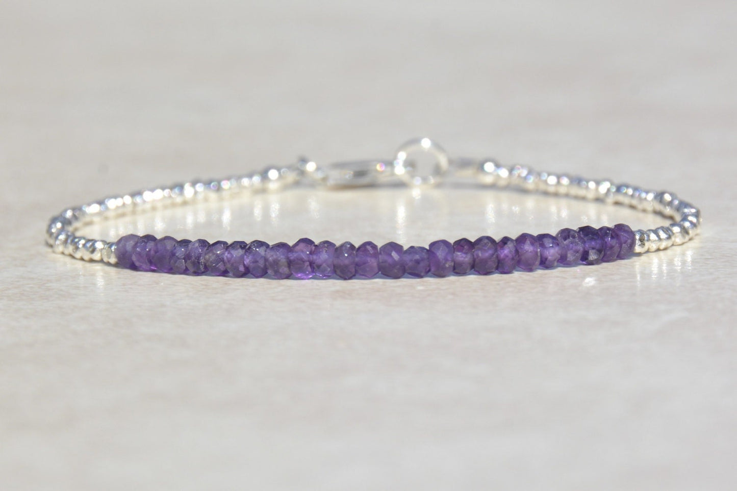 Amethyst & Silver Beaded Bracelet