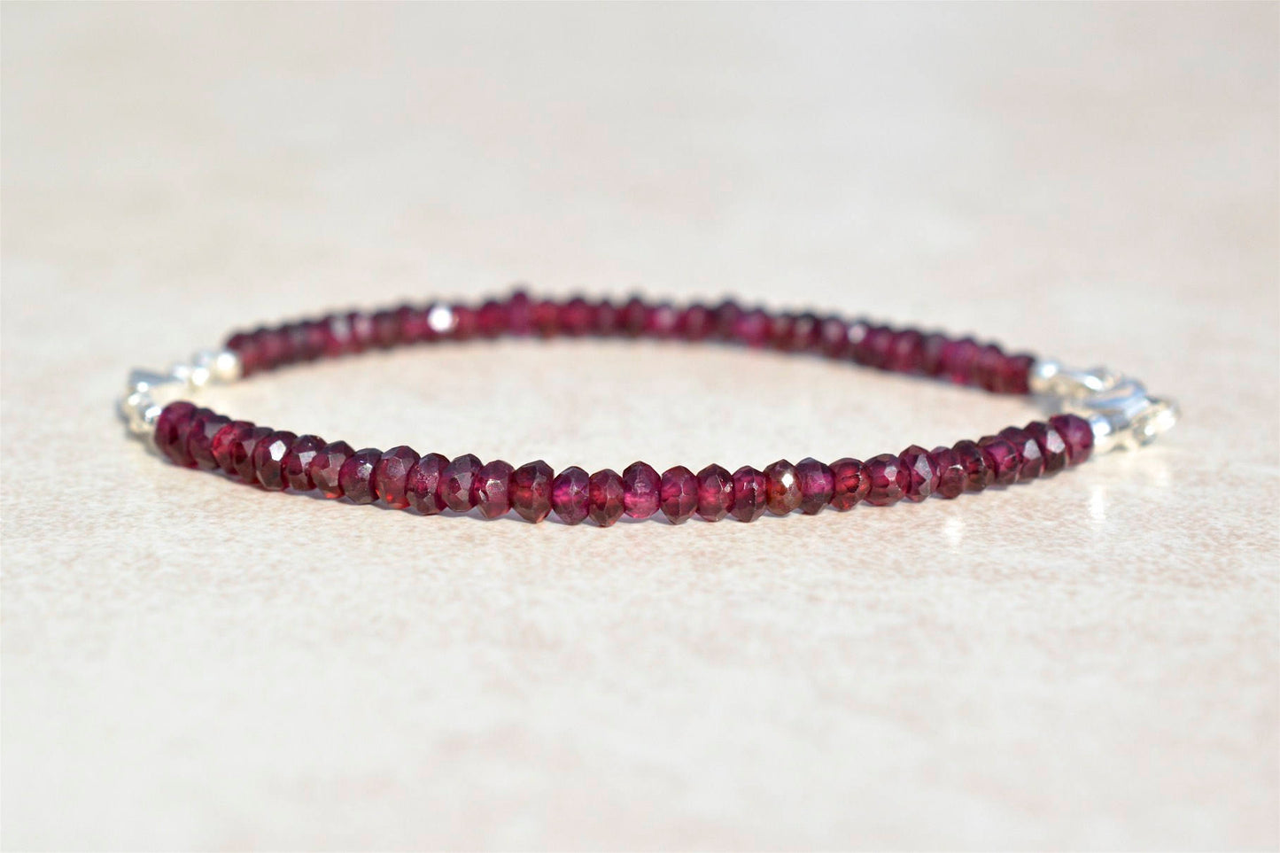 January Birthstone Garnet Beaded Bracelet