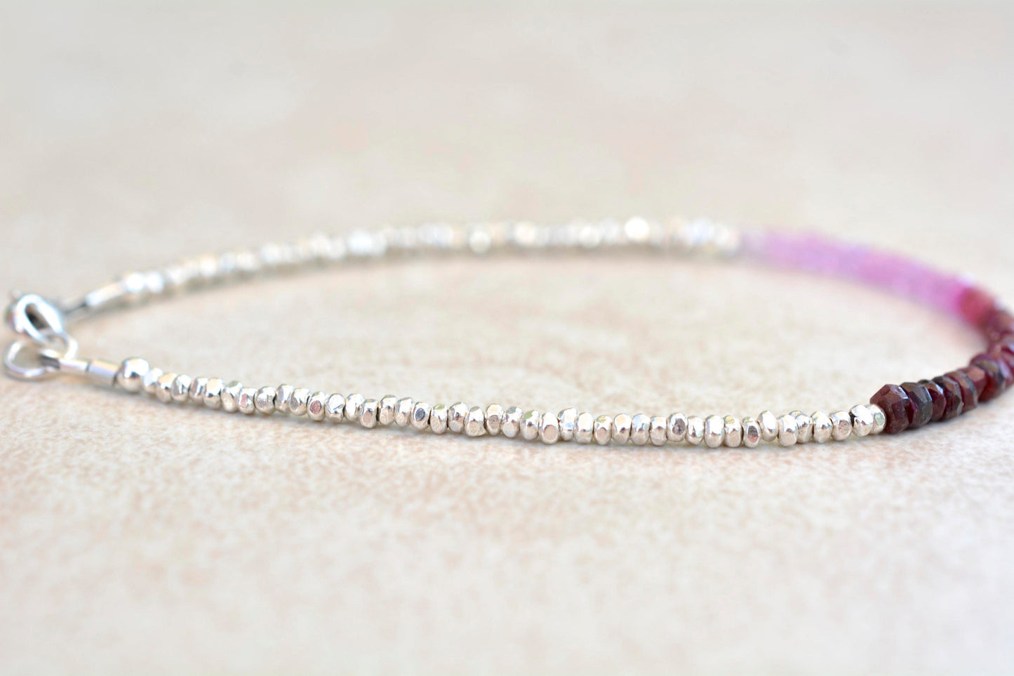 Ombre Shaded Ruby Beaded Bracelet | July Birthstone