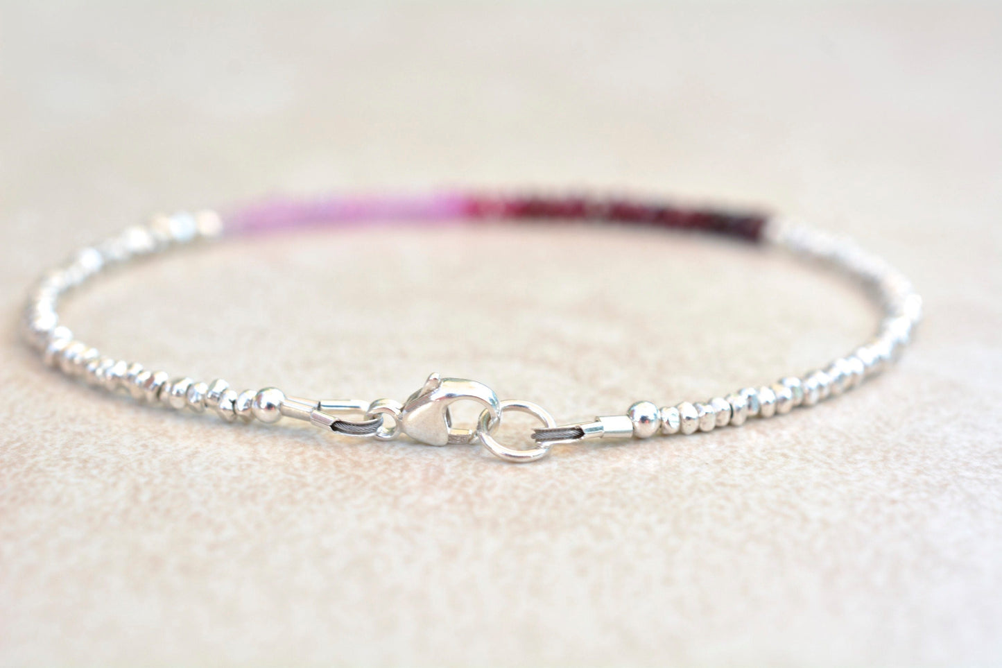 Ombre Shaded Ruby Beaded Bracelet | July Birthstone