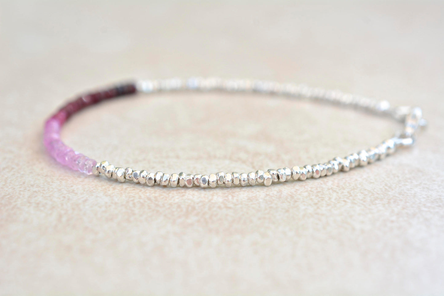 Ombre Shaded Ruby Beaded Bracelet | July Birthstone