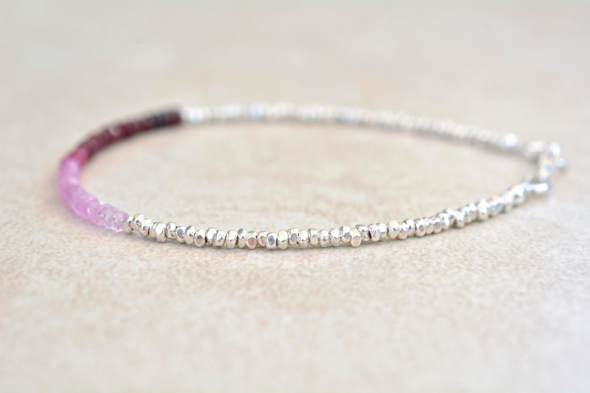 Ombre Shaded Ruby Beaded Bracelet | July Birthstone