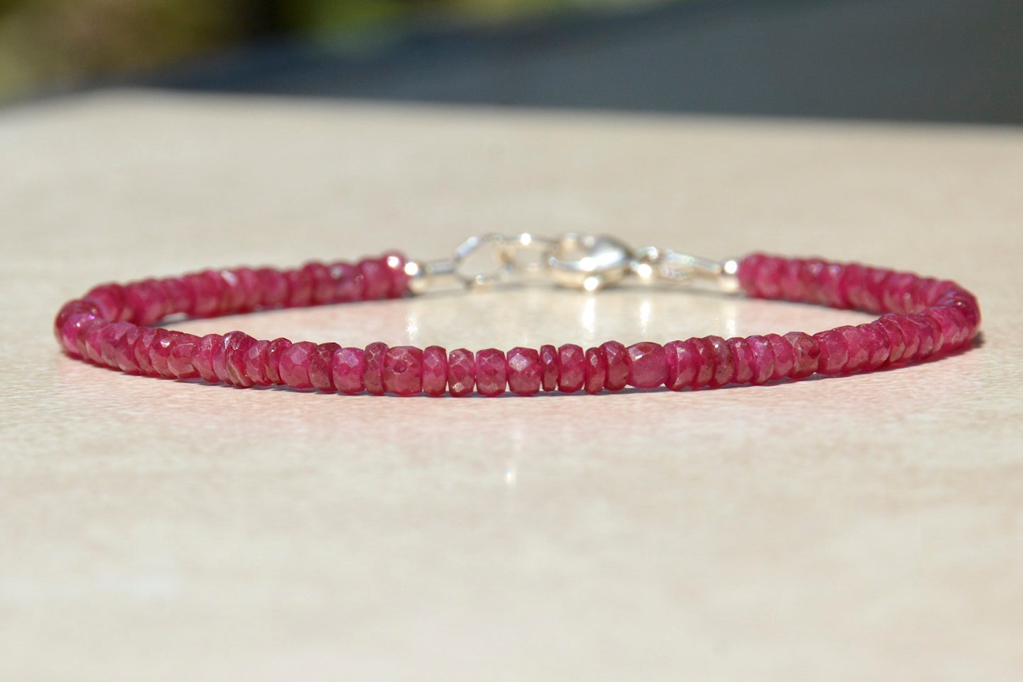 July Birthstone - Red Ruby Gemstone Bracelet