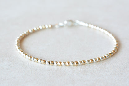 Gold and Sterling Silver Round Beaded Bracelet