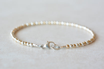 Gold and Sterling Silver Round Beaded Bracelet