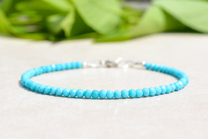 Dainty Natural Arizona Turquoise Beaded Bracelet, December Birthstone