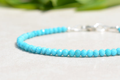 Dainty Natural Arizona Turquoise Beaded Bracelet, December Birthstone