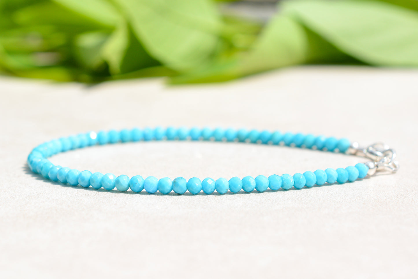 Dainty Natural Arizona Turquoise Beaded Bracelet, December Birthstone