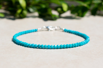 Dainty Natural Arizona Turquoise Beaded Bracelet, December Birthstone