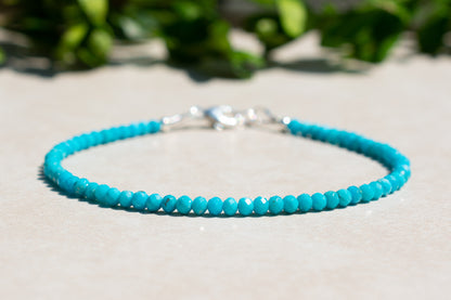 Dainty Natural Arizona Turquoise Beaded Bracelet, December Birthstone