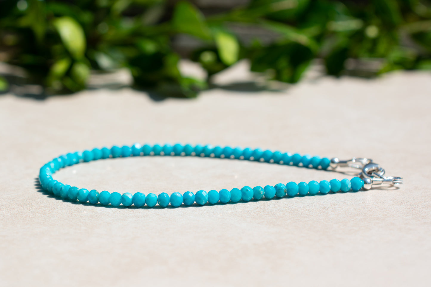 Dainty Natural Arizona Turquoise Beaded Bracelet, December Birthstone