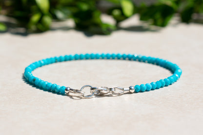 Dainty Natural Arizona Turquoise Beaded Bracelet, December Birthstone