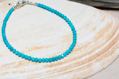 Dainty Natural Arizona Turquoise Beaded Bracelet, December Birthstone