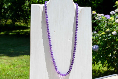 Amethyst Gemstone Necklace - Hand Knotted