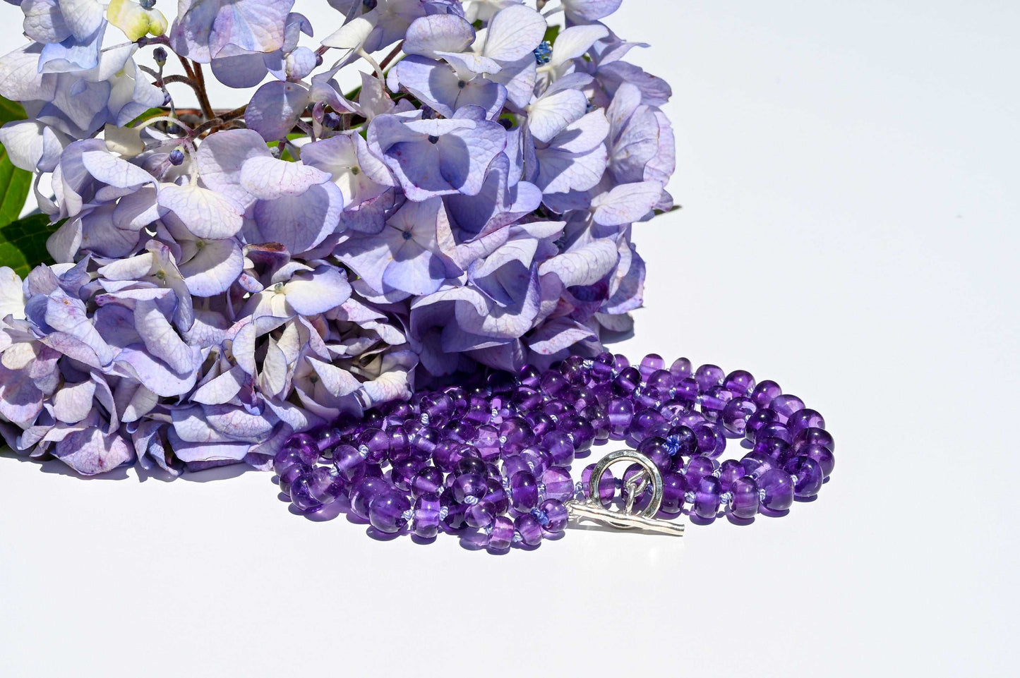 Amethyst Gemstone Necklace - Hand Knotted