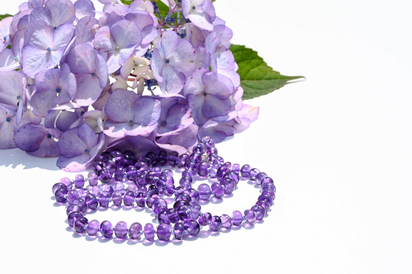 Amethyst Gemstone Necklace - Hand Knotted