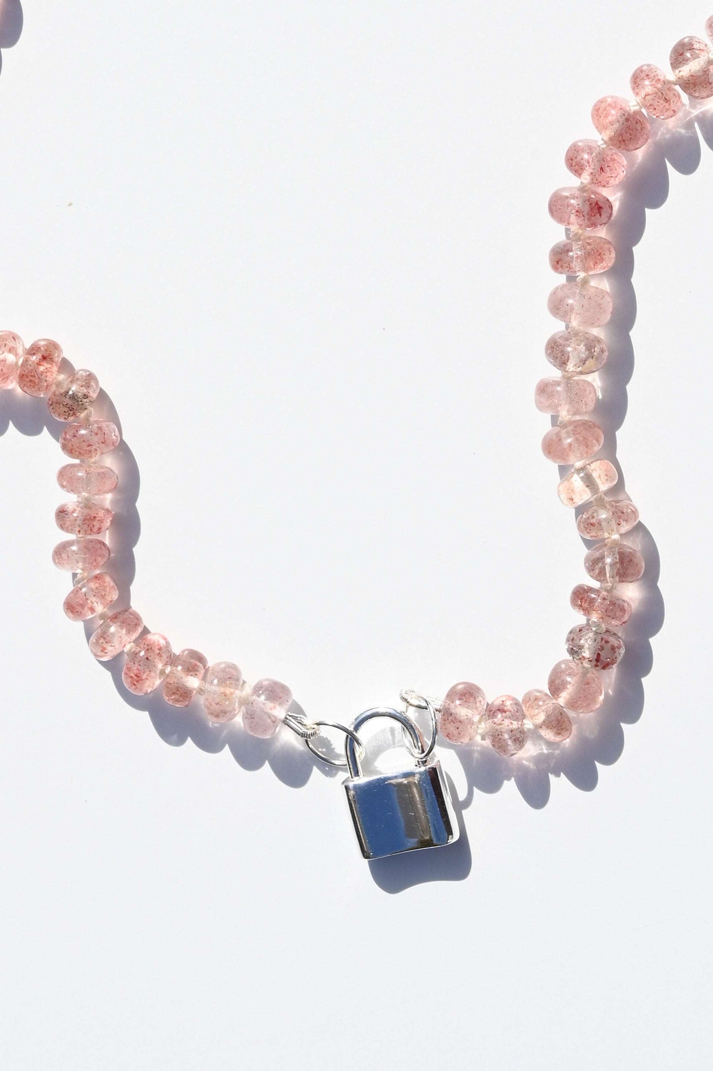 Strawberry Quartz Gemstone Necklace with Silver