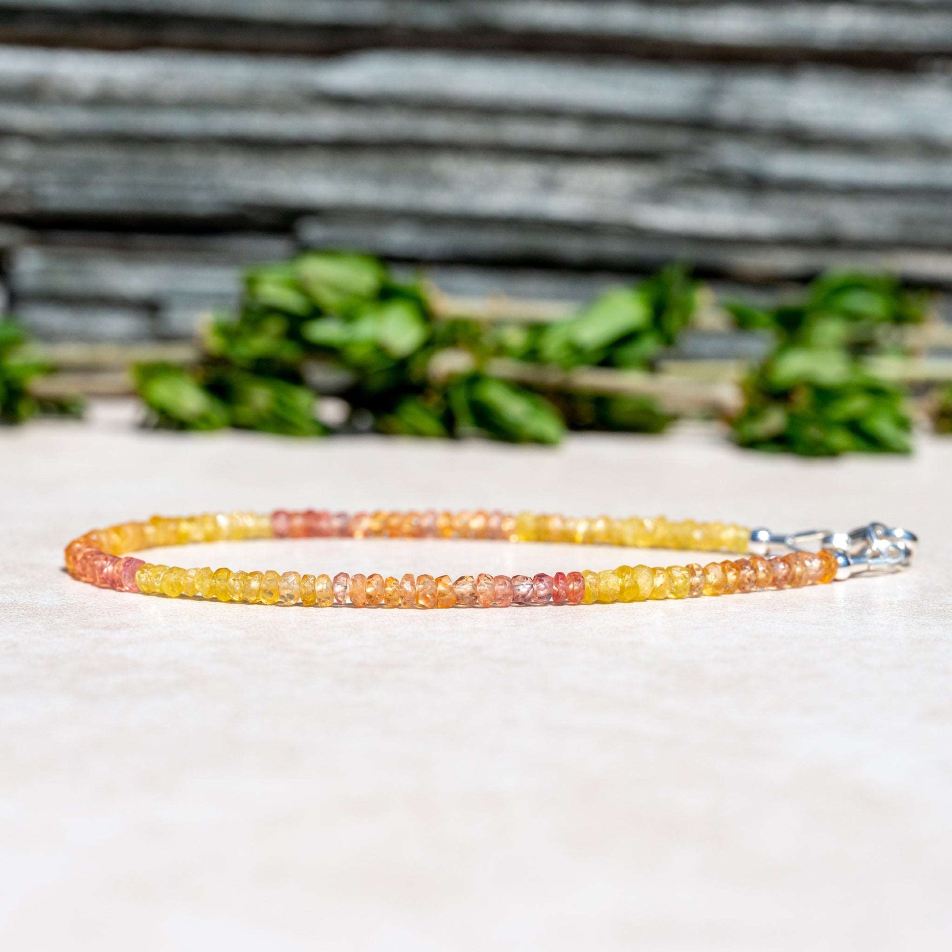 Handmade Natural Songea Sapphire Delicate Beaded Bracelet for Women